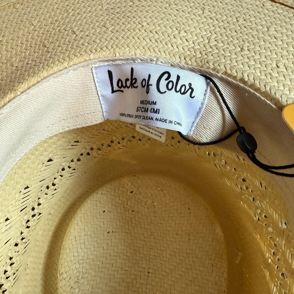 LACK OF COLOR: BAJA SUNLIGHT HAT – HANDWOVEN WESTERN FEDORA PAPER STRAW Size Med
